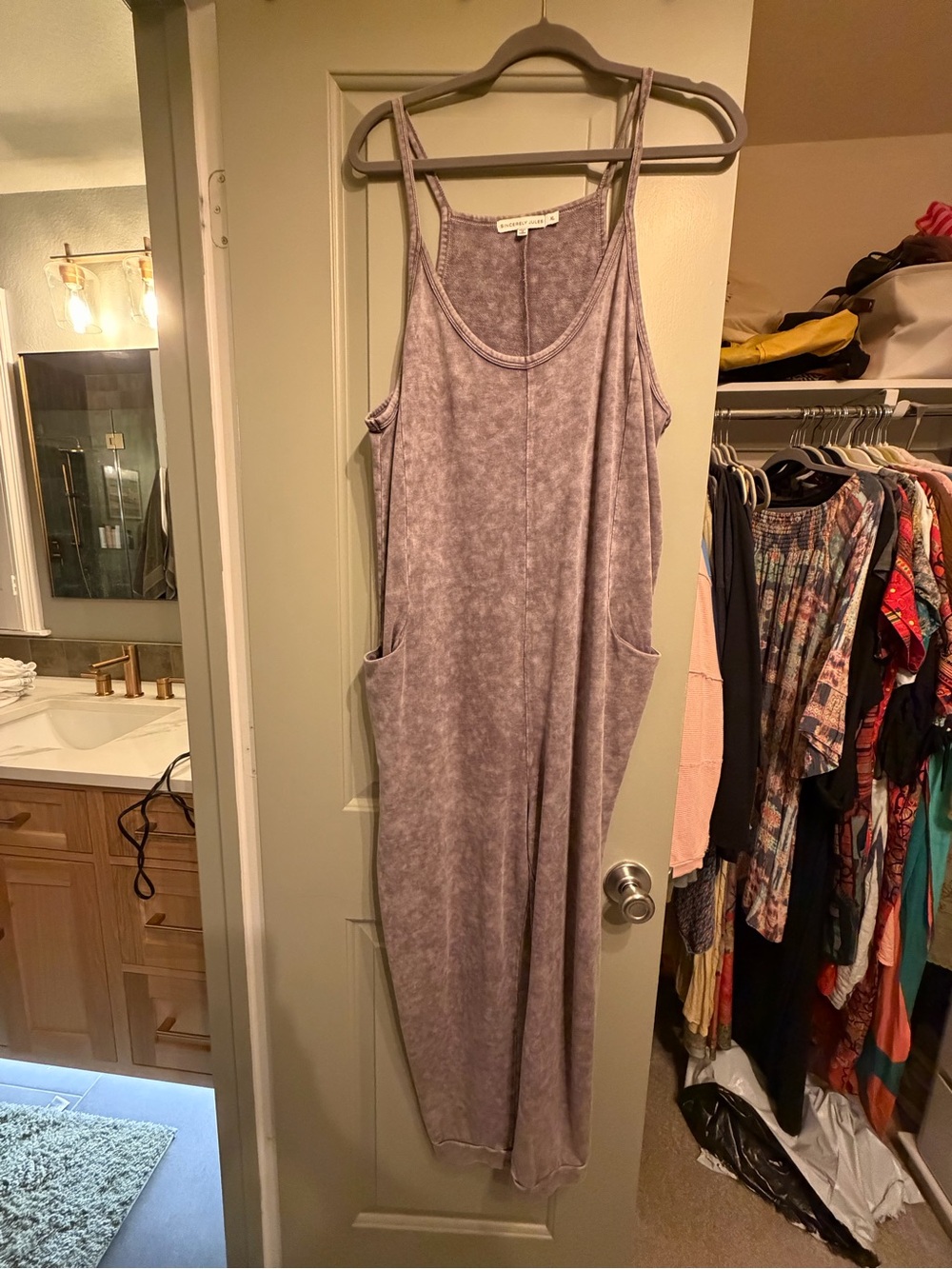 Sincerely Jules by Pink Lily Casual, mineral wash lounge jumpsuit